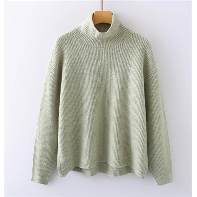 Однотонный свитер с высоким воротом из мягкой шерстяной смеси