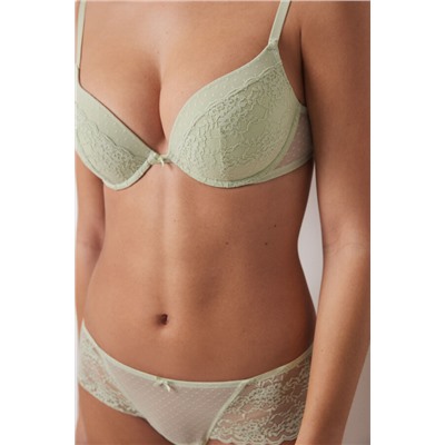 GORGEOUS Sujetador push up relleno encaje tul plumeti verde