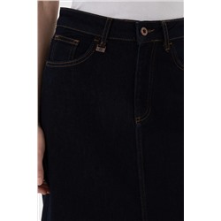 Kadın Koyu Mavi Jean Maxi Boy Etek