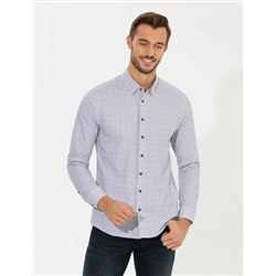 Mor Slim Fit Uzun Kollu Gömlek
