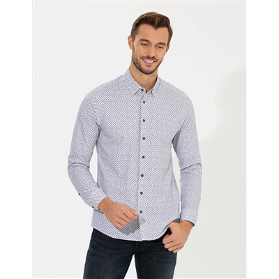 Mor Slim Fit Uzun Kollu Gömlek