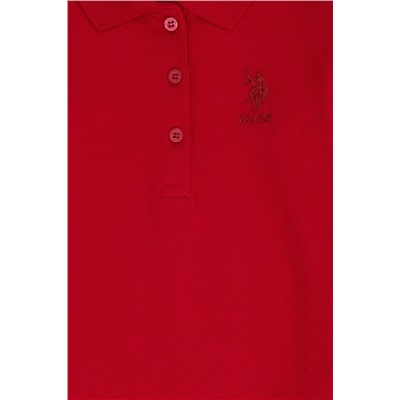 Kız Çocuk Bordo Polo Yaka Basic Sweatshirt
