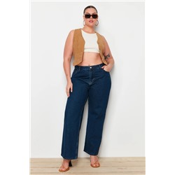 Trendyol Curve Indigo Yüksek Bel Geniş Paça Büyük Beden Wide Leg Jeans TBBAW23CJ00020