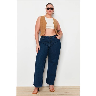 Trendyol Curve Indigo Yüksek Bel Geniş Paça Büyük Beden Wide Leg Jeans TBBAW23CJ00020