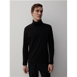 Weiches Rollkragenshirt aus Wollmischgewebe mit hohem Anteil an Bio-Baumwolle
