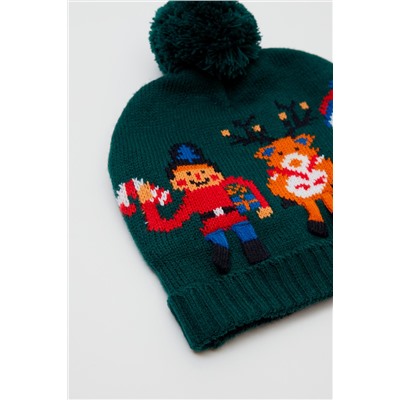 Gorro con borla Verde oscuro