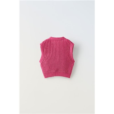 CHENILLE FLORAL KNIT VEST