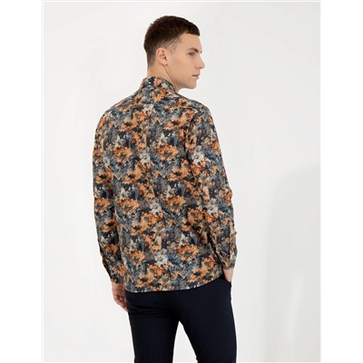 Turuncu Slim Fit Uzun Kollu Gömlek