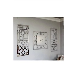 Mavişim 6 Mm Aynalı Gümüş Duvar Saati 40 X 40 Cm 3'lü GÜMÜŞ3LÜSAAT004