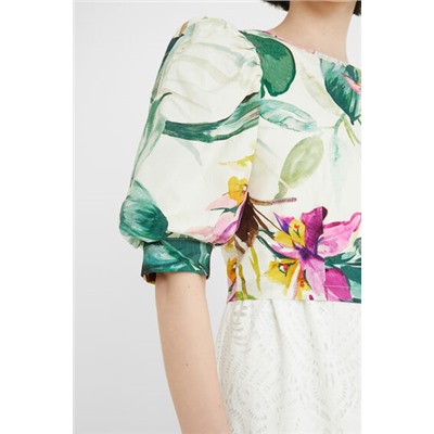 Blusa corta cremallera trasera