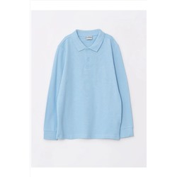 LC Waikiki, Mavi Polo Yaka Basic Uzun Kollu Erkek Çocuk Tişört