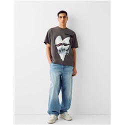Boxy fit short sleeve T-shirt with Machine Gun Kelly print