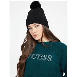 Guess Factory   Rhinestone Logo Pom Beanie