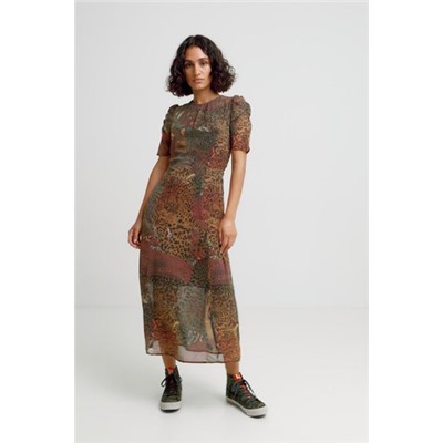 Vestido midi manga corta