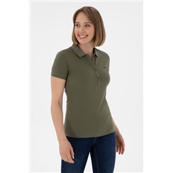 Kadın Koyu Haki Basic Polo Yaka Tişört