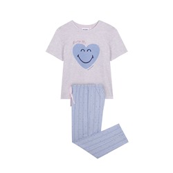 Pijama largo 100% algodón azul rayas