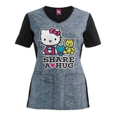 Cherokee Tooniforms Scrubs Hello Kitty Share Print Top