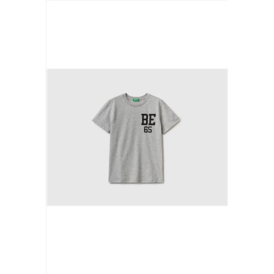 United Colors of Benetton Erkek Çocuk Gri Melanj Benetton Logolu T-shirt Gri Melanj 223P3I1XC10BI