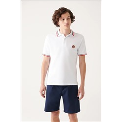 Avva, Erkek Beyaz %100 Pamuk Marine Baskılı Polo Yaka T-shirt A31y1035