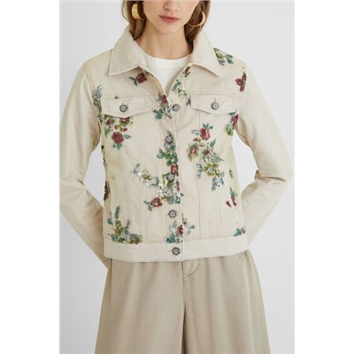 Chaqueta vaquera slim flores