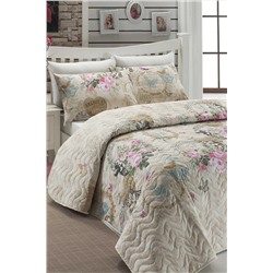 Ev & Ev Home Çift Kişilik Kapitone Yatak Örtüsü Seti Angel Bej Ep-006402