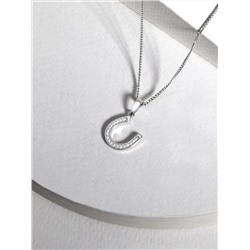 Подвеска из серебра с фианитами родированная - Подкова на удачу 3-002р200