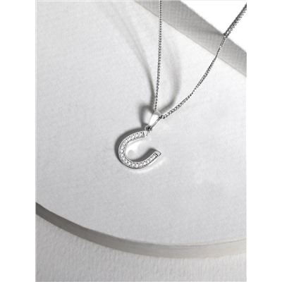 Подвеска из серебра с фианитами родированная - Подкова на удачу 3-002р200