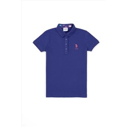 Kız Çocuk Mavi Basic Polo Yaka Tişört