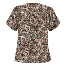 UA Boho Paisley White V-Neck Scrub Top