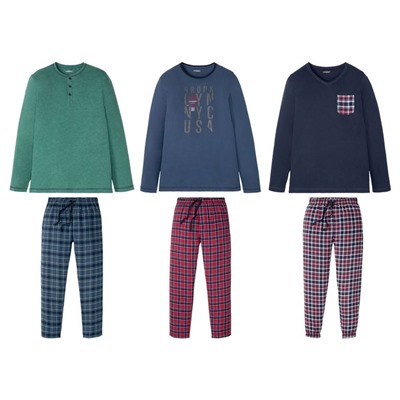 LIVERGY® Pyjama Herren, mit Bindeband, mit Baumwolle