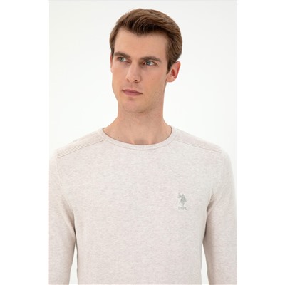 Erkek Slim Fit Bisiklet Yaka Taş Melanj Basic Kazak