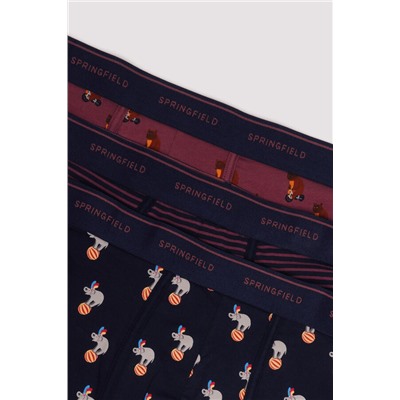 Pack 3 boxers animales y rayas