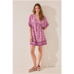 Camisola corta estampado flores morado