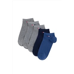U.S. Polo Assn., 5’li Paket Çorap Gri Lacivert Mavi - Regular Fit - Şık ve Rahat Tasarım (Erkek/Bayan)