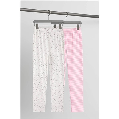 Çok Renkli Pembe 2'li Örme Büyük Beden Pijama Altı TBBAW26IA00002