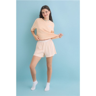 Pijama corto 100% algodón naranja