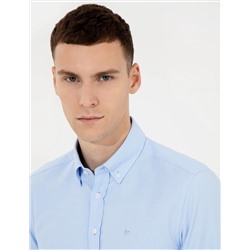 Açık Mavi Slim Fit Oxford Gömlek