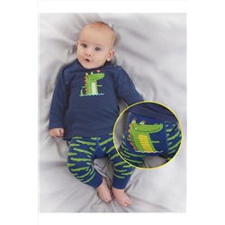 Denokids Timsah Erkek Bebek Lacivert T-shirt Lacivert Tayt-Pantolon Takım CFF-22S1-167