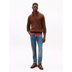 Cable Knit Mockneck Quarter-Zip Sweater