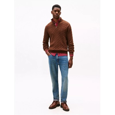 Cable Knit Mockneck Quarter-Zip Sweater