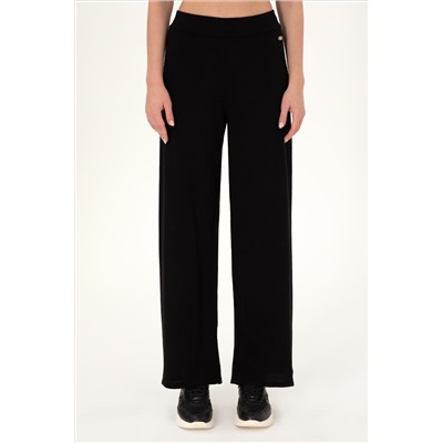 Kadın Siyah Loose Fit Triko Pantolon