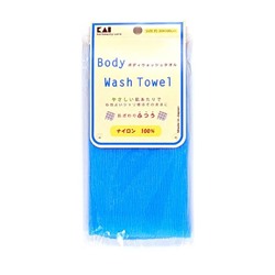 KAI Мочалка для тела Body Wash Towel средней жесткости, нейлон, голубая, в форме шарфа 30*100см