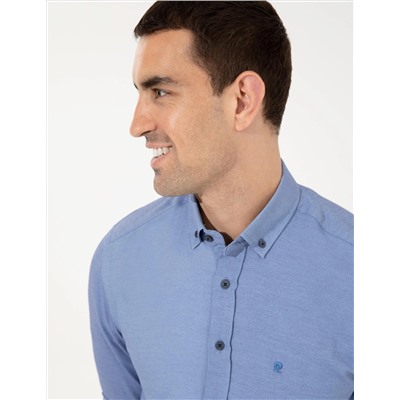 Lacivert Slim Fit Oxford Gömlek