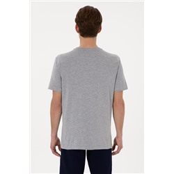 Erkek Regular Fit Bisiklet Yaka Gri Melanj Basic Tişört