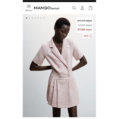 Женское твидовое мини-платье ✔️Mang*o, экспорт