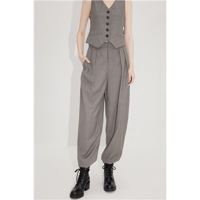 Pantalón carrot de lana Marrón jaspeado