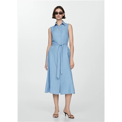 Vestido lyocell camisero lazo
