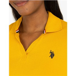SPLIT NECK RIBBED POLO SHIRT