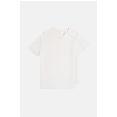 Avva, Erkek Beyaz T-shirt 2'li %100 Pamuk Bisiklet Yaka Regular Fit E001012