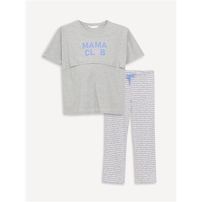 LC Waikiki Bisiklet Yaka Baskılı Kısa Kollu Hamile Pijama Takımı, LCW DREAM                                            
                                            Bisiklet Yaka Baskılı Kısa Kollu Hamile Pijama Takımı